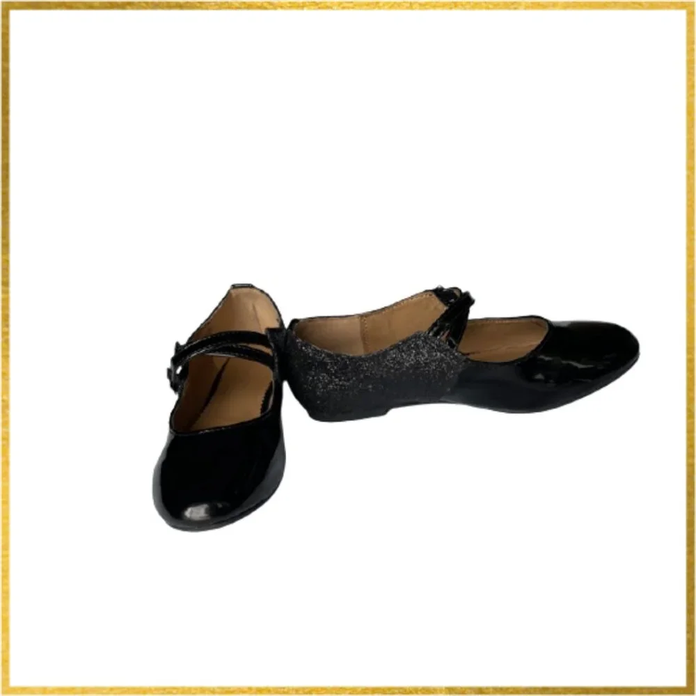 Girl's Black Dress Shoes by American Eagle. Flats w/Velcro straps.Size 3